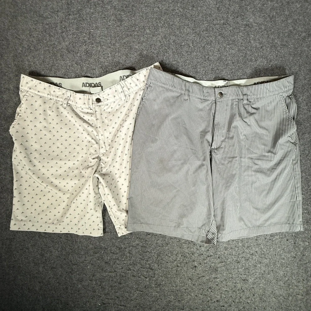 Lot 2 Adidas Ultimate365 Golf Shorts Mens 38 Gray Plaid Logo Performance Stretch